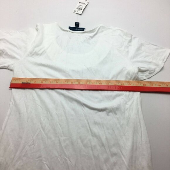 Karen Scott Basketweave-Trim Flutter-Sleeve Top Color: White Size: Small - Picture 6 of 7